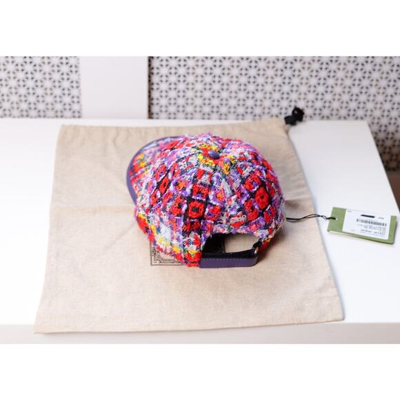 Gucci Red Tweed Multi-Color Leather Trim Baseball Cap (Size S) RRP $860 - Picture 6 of 8